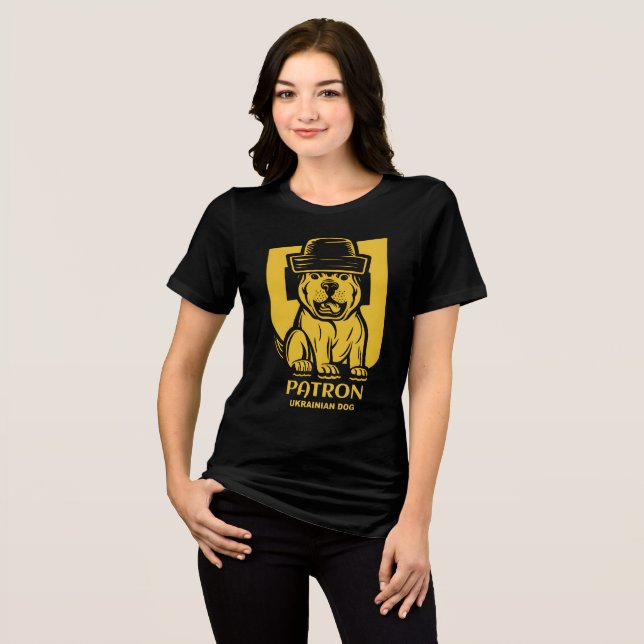 Patron the Ukrainian Dog - Bold Graphic Women's Tri-Blend Shirt (Front Full)