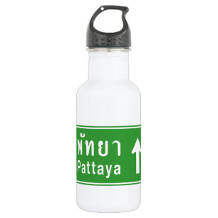 Pattaya Ahead ⚠ Thai Highway Traffic Sign ⚠ 532 Ml Water Bottle