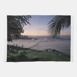 Pattaya Beach Sunset ... Chonburi, Thailand Tea Towel