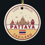 Pattaya Thailand City Skyline Emblem Ceramic Tree Decoration<br><div class="desc">Pattaya minimalist,  colourful art design featuring monuments and landmarks of the city in Thailand.</div>
