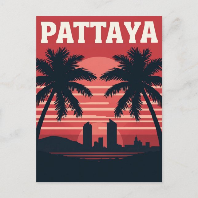 Pattaya Thailand Sunset Palm Trees Postcard (Front)