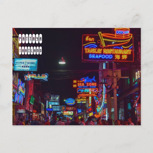 Pattaya Walking Street in Thailand Postcard (Front)