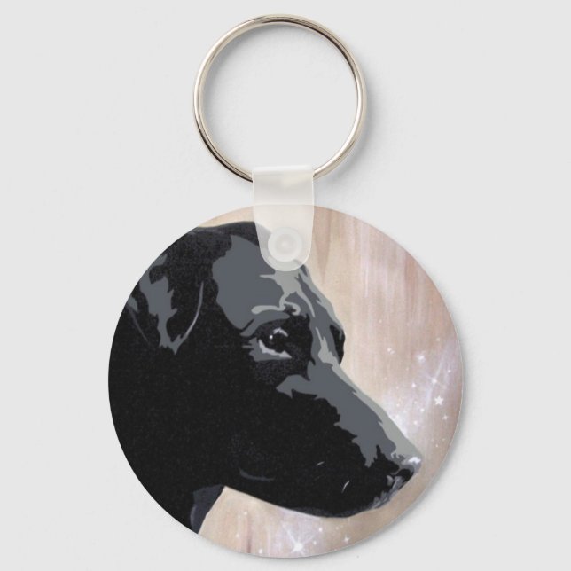 Patterdale dog  sparkle design keyring keychain (Front)