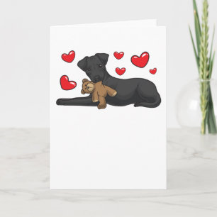 Patterdale Terrier Dog With Stuffed Animal Card