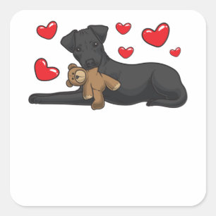 Patterdale Terrier Dog With Stuffed Animal Square Sticker
