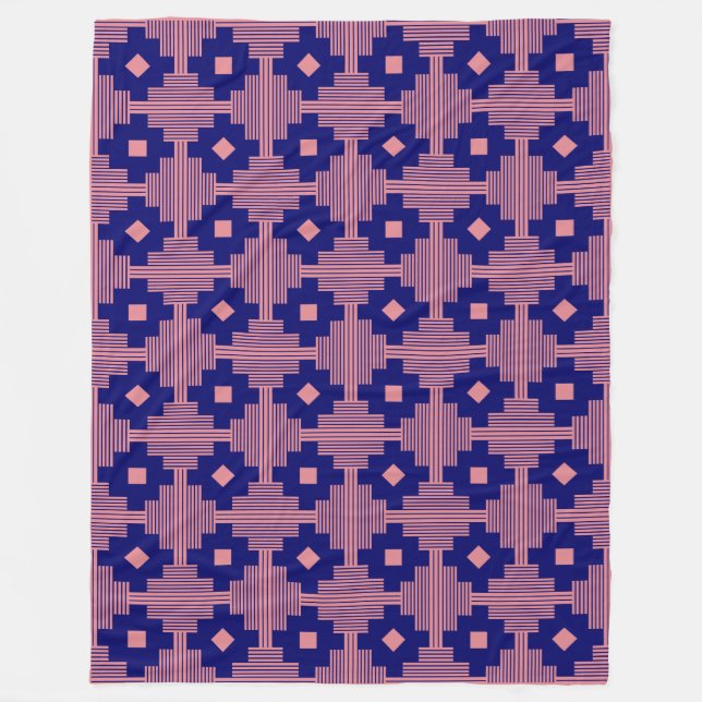 Pattern 061214 - Deep Navy with Pink e3868f Fleece Blanket (Front)