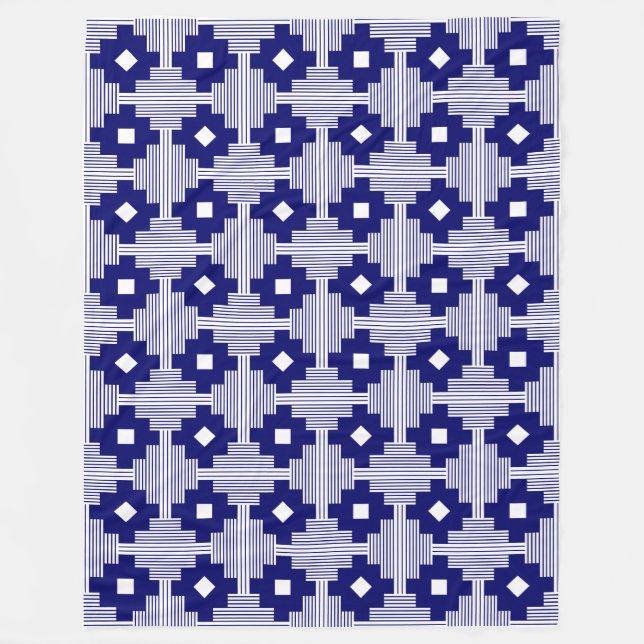Pattern 061214 - Deep Navy with White Fleece Blanket (Front)