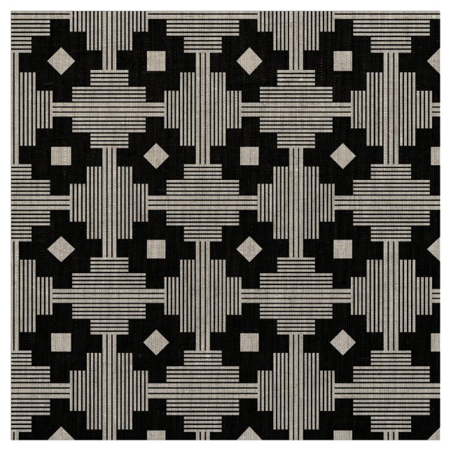 Pattern 061214 - White on Black Fabric (Swatch)