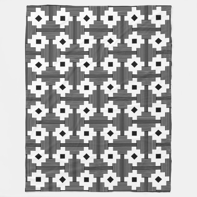 Pattern 061214 - White with Black Fleece Blanket (Front)