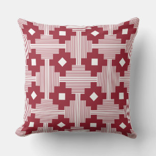 Pattern 061214 - White with Deep Red 9b2335 Cushion