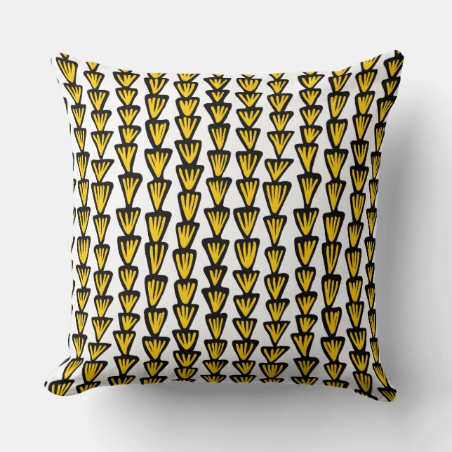 Pattern 070515 - Black and Amber on White Cushion (Front)