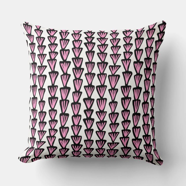 Pattern 070515 - Black and Pink on White Cushion (Front)