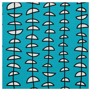 Pattern 080515 - Black and White on Aqua Blue Fabric