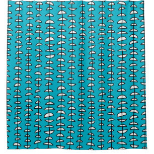 Pattern 080515- Black and White on Blue 00b2ca Shower Curtain