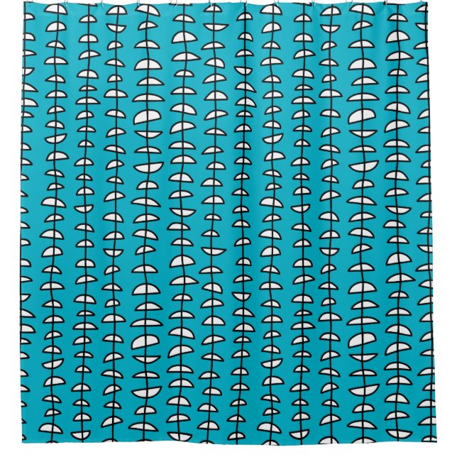 Pattern 080515- Black and White on Blue 00b2ca Shower Curtain (Front)