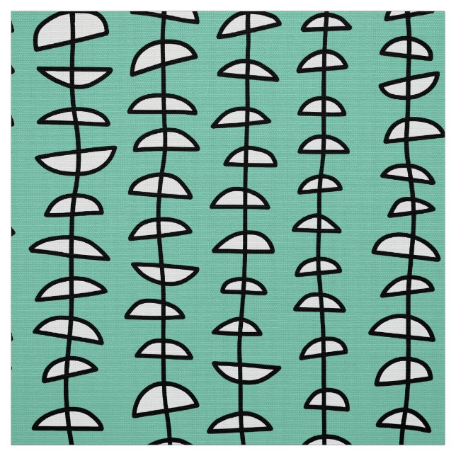 Pattern 080515 - Black and White on Lt Green Fabric (Swatch)