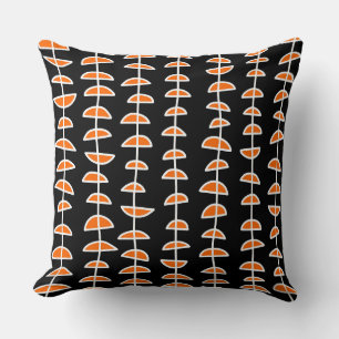 Pattern 080515- White and Orange on Black Cushion