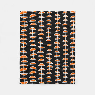 Pattern 080515- White and Orange on Black Fleece Blanket