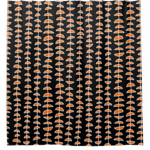 Pattern 080515- White and Orange on Black Shower Curtain