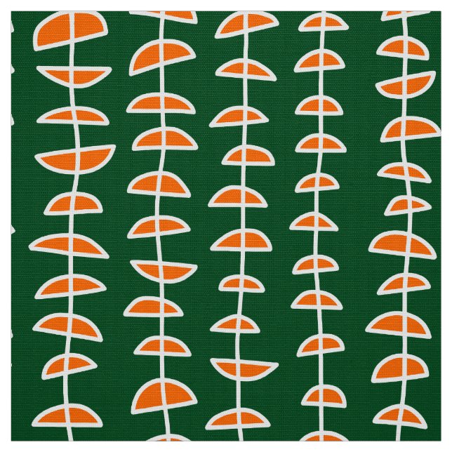 Pattern 080515 - White and Orange on Dk Green Fabric (Swatch)