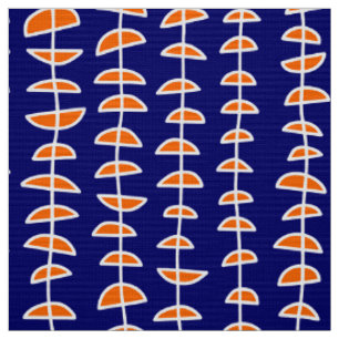 Pattern 080515 - White and Orange on Dp Navy Fabric