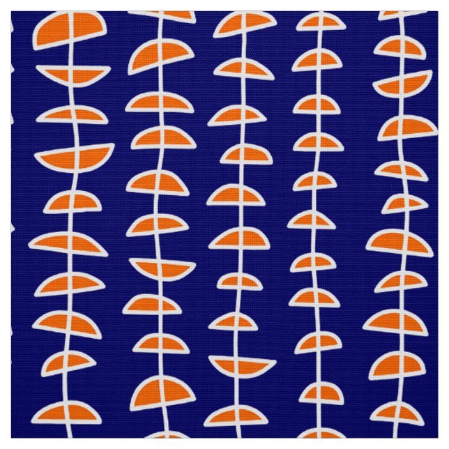 Pattern 080515 - White and Orange on Dp Navy Fabric (Swatch)