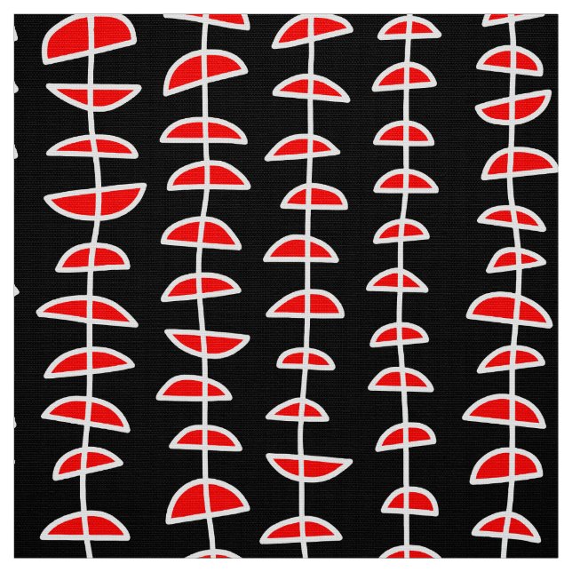 Pattern 080515 - White and Red on Black Fabric (Swatch)