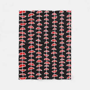 Pattern 080515- White and Red on Black Fleece Blanket