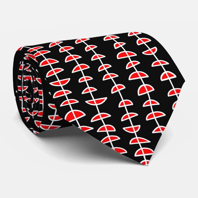 Pattern 080515- White and Red on Black Tie (Rolled)
