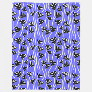 Pattern 210121 - Black, White and Electric Blue Fleece Blanket