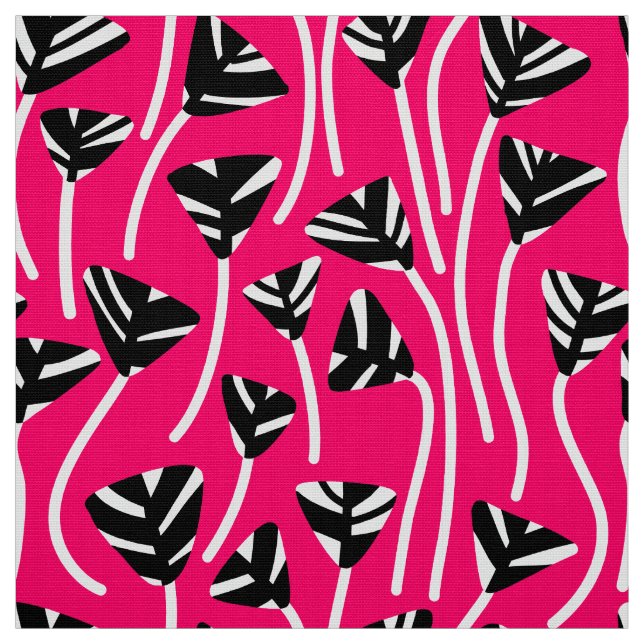 Pattern 210121 - Black, White and Neon Red Fabric (Swatch)