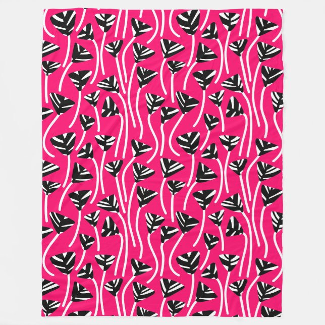 Pattern 210121 -  Black, White and Neon Red Fleece Blanket (Front)