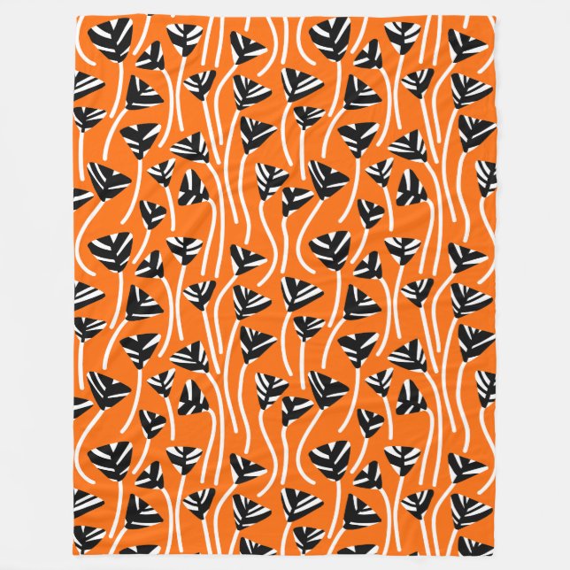 Pattern 210121 -  Black, White and Orange Fleece Blanket (Front)