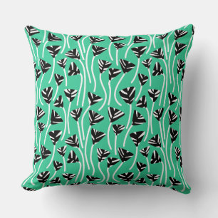 Pattern 210121 - Black, White and Sea Green Cushion