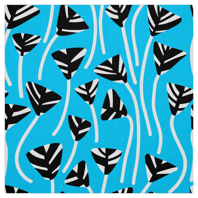 Pattern 210121 - Black, White and Sky Blue Fabric (Swatch)