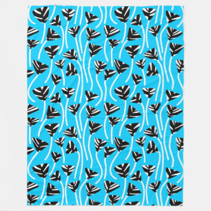 Pattern 210121 -  Black, White and Sky Blue Fleece Blanket