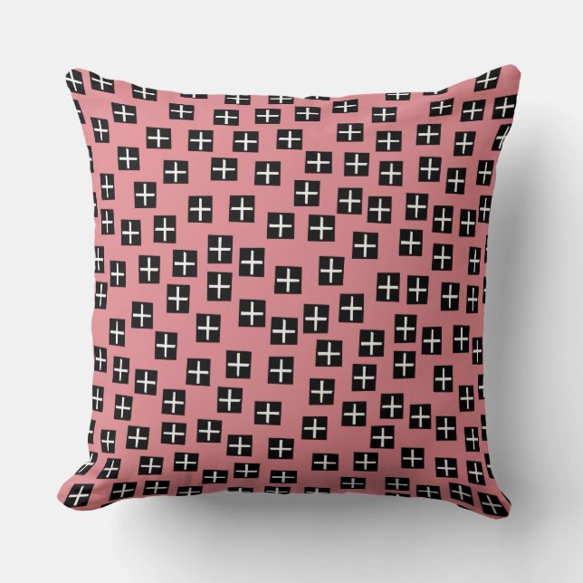 Pattern 270715 - Black and White on Pink e3868f Cushion (Front)