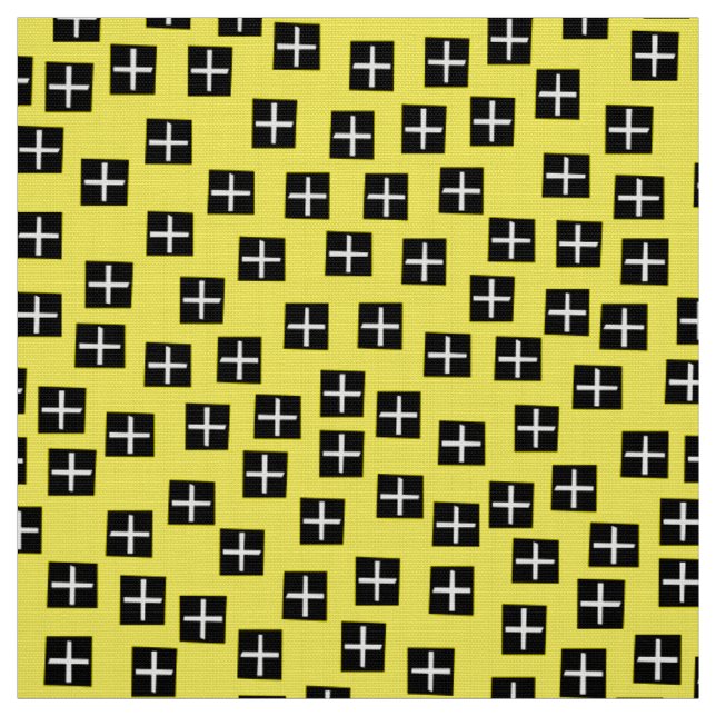 Pattern 270715 - Black and White on Yellow Fabric (Swatch)