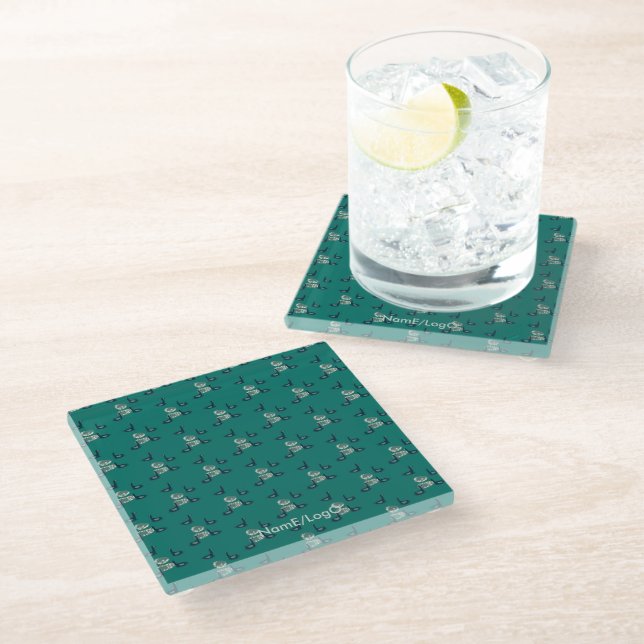 pattern_6_ducks, a girl's friend glass coaster (Angled)