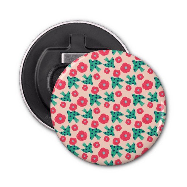 pattern_8_camellia and bird_2 bottle opener (Front)