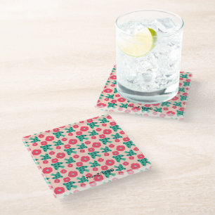 pattern_8_camellia and bird_2 glass coaster