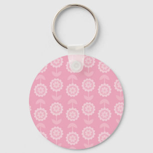 Pattern Abstract Art Pink Floral Flowers Key Ring