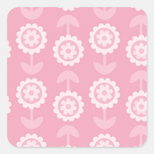 Pattern Abstract Art Pink Floral Flowers Square Sticker
