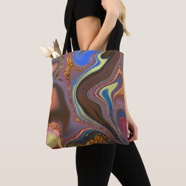 pattern abstract brown tote bag (Close Up)