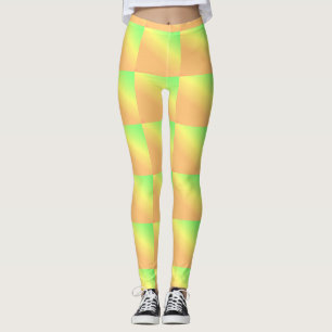 Pattern African art, green yellow light orange Leggings