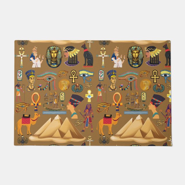 Pattern Ancient Egyptian Hieroglyphic Symbol  Doormat (Front)