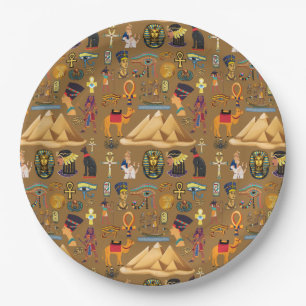 Pattern Ancient Egyptian Hieroglyphic Symbol Paper Plate