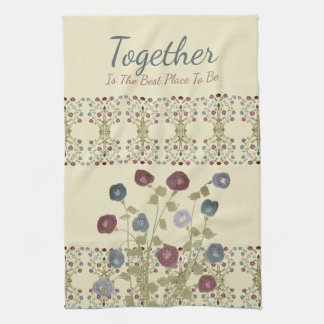 Pattern and floral accented tea towel