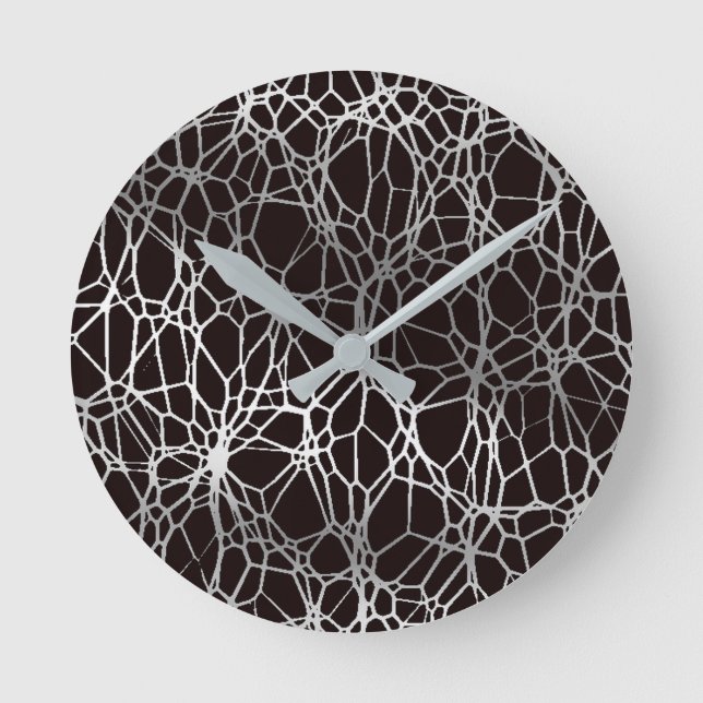 pattern and light black silver round clock (Front)