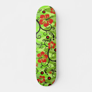 Pattern ARTs - hibiscus decor   sinus green Skateboard